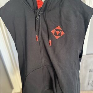 Under Armour Black and Red Sleeveless Hoodie